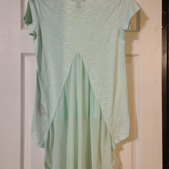 Forever 21 high low chiffon mint green top size S - Picture 4 of 16